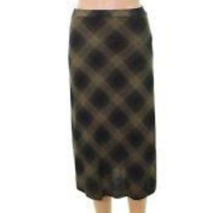 9  LikesAbound Plaid Knit Midi Skirt Green Bla